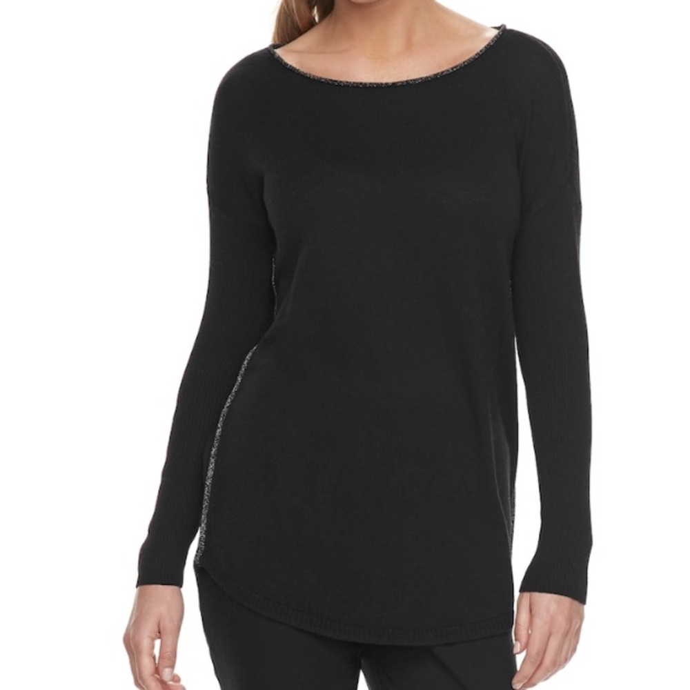 NWT Apt. 9 Lurex Boatneck Tunic Sweater Size M Size L
